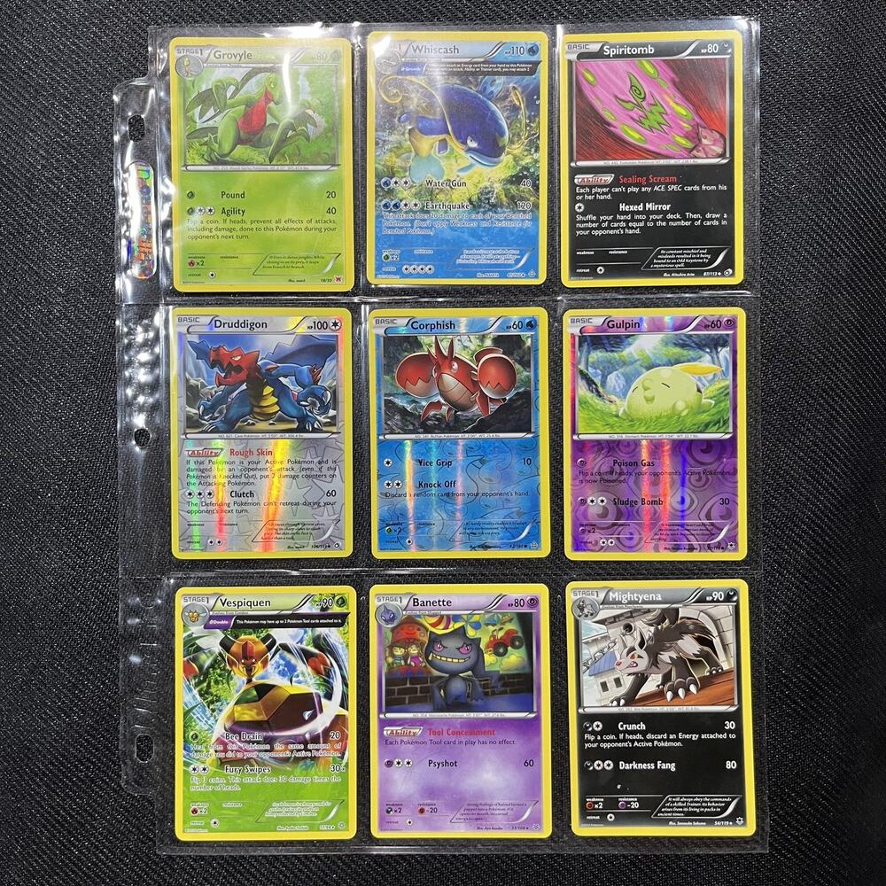 Pokemon Lot of 9 Cards Spiritomb Druddigon Vespiquen Whiscash Banette Holo XY